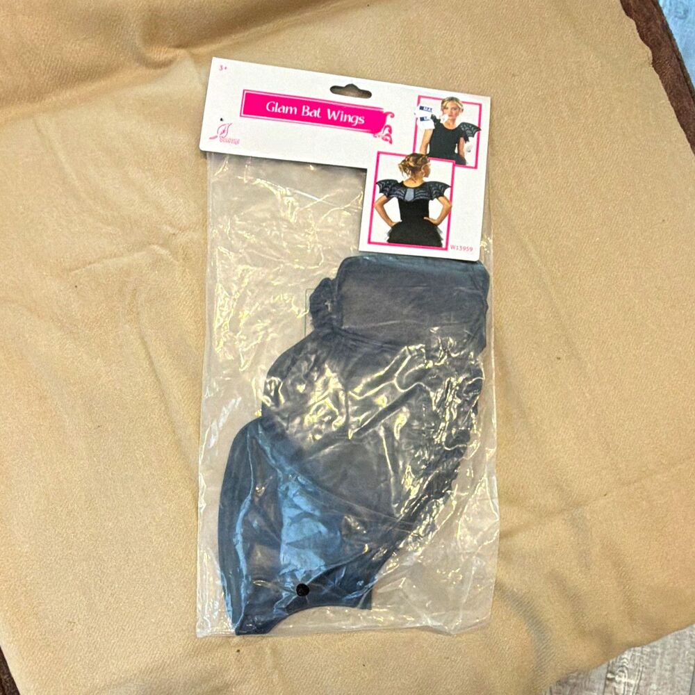 Seasons Glam Bat Wings Costume Accessory, Black One Size Unisex